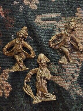 Set of 3 Vintage Circus Clown Pewter Figurines